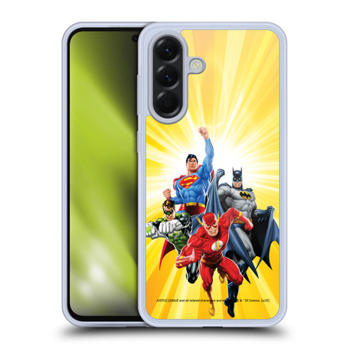 Justice League DC Comics Airbrushed Heroes Yellow Soft Gel Case for Samsung Galaxy A56 5G