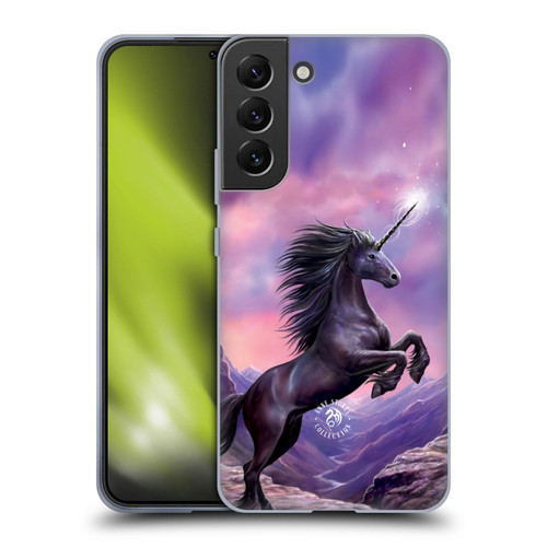 Anne Stokes Mythical Creatures Black Unicorn Soft Gel Case for Samsung Galaxy S22+ 5G & MagSafe