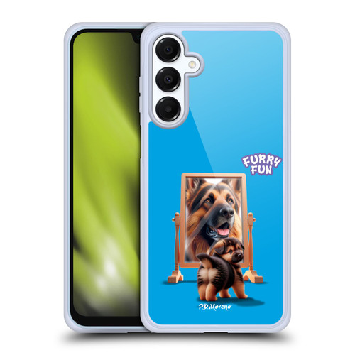 P.D. Moreno Furry Fun Artwork German Shepherd Mirror Soft Gel Case for Samsung Galaxy A16 5G & MagSafe