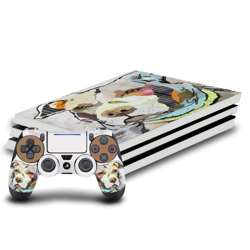 Michel Keck Art Mix Pitbull Vinyl Sticker Skin Decal Cover for Sony PS4 Pro Bundle
