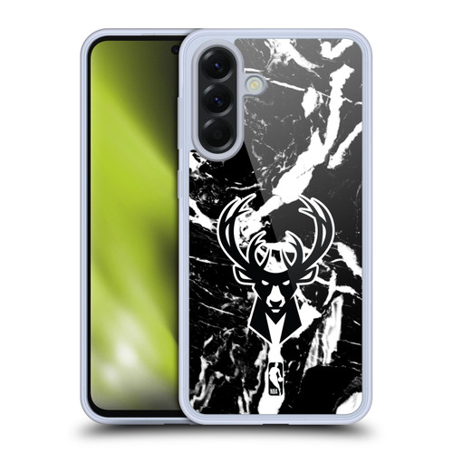 NBA Milwaukee Bucks Black Marble Soft Gel Case for Samsung Galaxy A56 5G