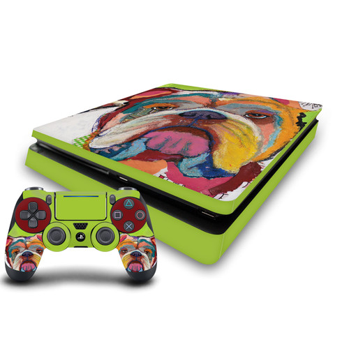 Michel Keck Art Mix Bulldog Vinyl Sticker Skin Decal Cover for Sony PS4 Slim Console & Controller