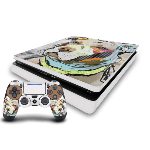 Michel Keck Art Mix Pitbull Vinyl Sticker Skin Decal Cover for Sony PS4 Slim Console & Controller