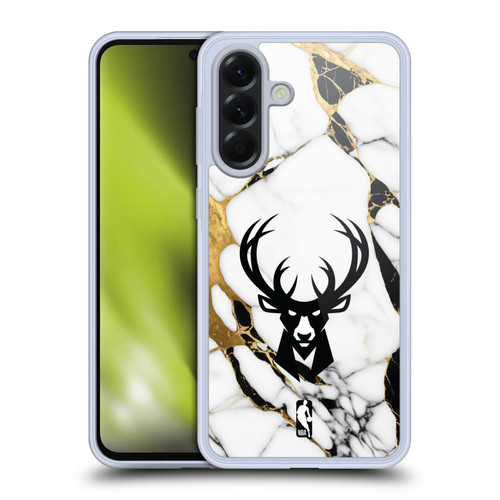 NBA Milwaukee Bucks White Marble Soft Gel Case for Samsung Galaxy A56 5G