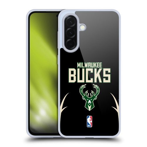 NBA Milwaukee Bucks Logo Black Design Soft Gel Case for Samsung Galaxy A36 5G