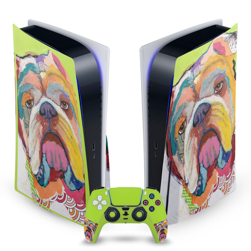 Michel Keck Art Mix Bulldog Vinyl Sticker Skin Decal Cover for Sony PS5 Disc Edition Bundle