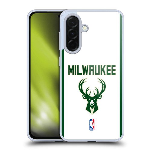 NBA Milwaukee Bucks Logo White Design Soft Gel Case for Samsung Galaxy A36 5G