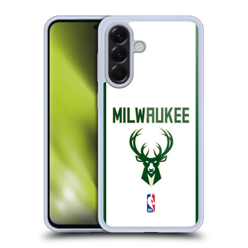 NBA Milwaukee Bucks Logo White Design Soft Gel Case for Samsung Galaxy A56 5G