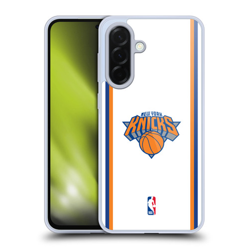 NBA New York Knicks Logo White Design Soft Gel Case for Samsung Galaxy A36 5G