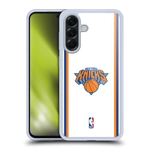 NBA New York Knicks Logo White Design Soft Gel Case for Samsung Galaxy A56 5G
