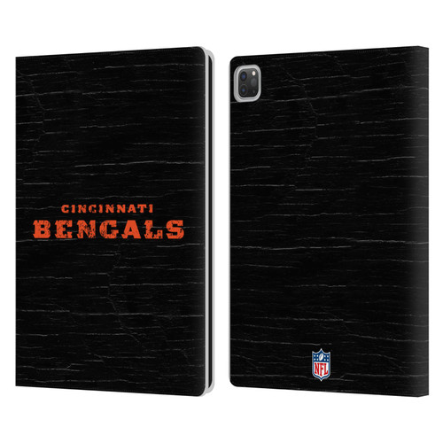 NFL Cincinnati Bengals Logo Distressed Look Leather Book Wallet Case Cover For Apple iPad Pro 12.9 2020/2021/2022