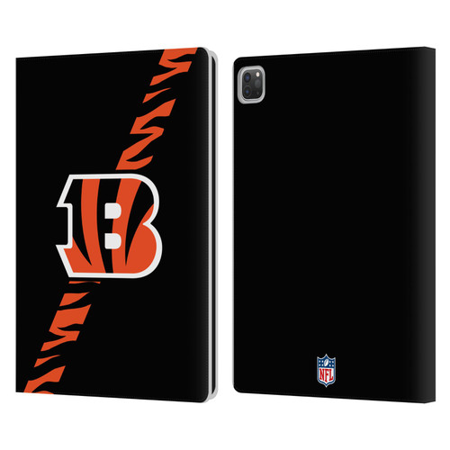 NFL Cincinnati Bengals Logo Stripes Leather Book Wallet Case Cover For Apple iPad Pro 12.9 2020/2021/2022