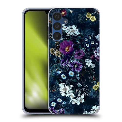 Riza Peker Night Floral Purple Flowers Soft Gel Case for Samsung Galaxy A15 & MagSafe