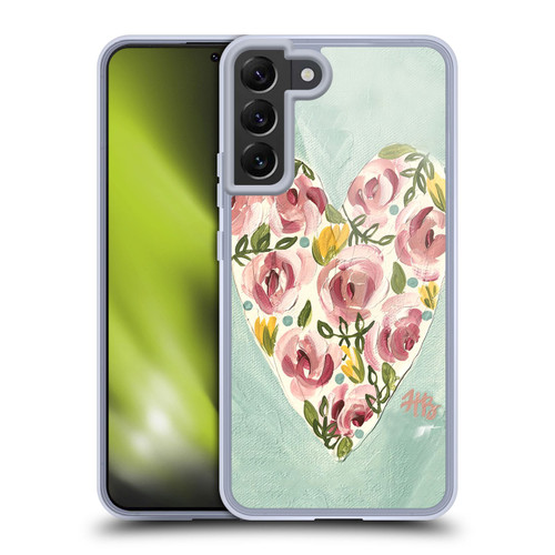 Haley Bush Floral Painting Valentine Heart Soft Gel Case for Samsung Galaxy S22+ 5G & MagSafe