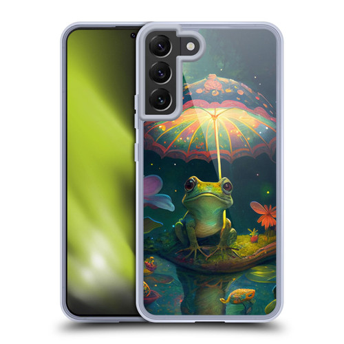 JK Stewart Art Frog With Umbrella Soft Gel Case for Samsung Galaxy S22+ 5G & MagSafe