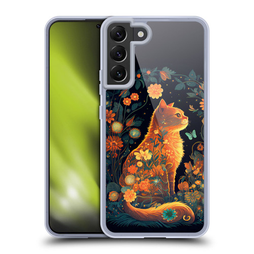 JK Stewart Key Art Orange Cat Sitting Soft Gel Case for Samsung Galaxy S22+ 5G & MagSafe
