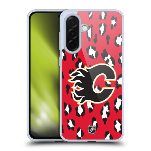 NHL Calgary Flames Leopard Pattern Soft Gel Case for Samsung Galaxy A36 5G