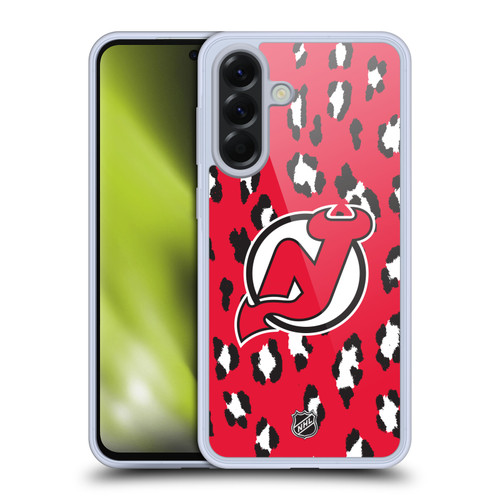 NHL New Jersey Devils Leopard Pattern Soft Gel Case for Samsung Galaxy A56 5G