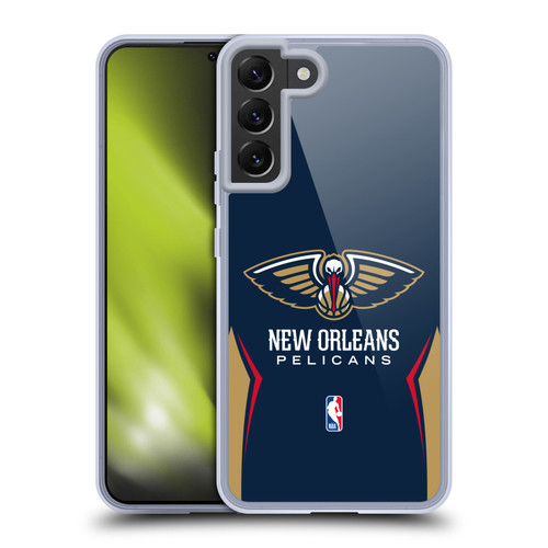 NBA New Orleans Pelicans Logo Navy Blue Design Soft Gel Case for Samsung Galaxy S22+ 5G & MagSafe