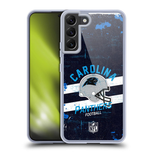 NFL Carolina Panthers Logo Art Helmet Distressed Soft Gel Case for Samsung Galaxy S22+ 5G & MagSafe