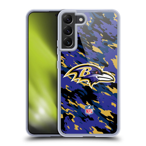 NFL Baltimore Ravens Logo Camou Soft Gel Case for Samsung Galaxy S22+ 5G & MagSafe