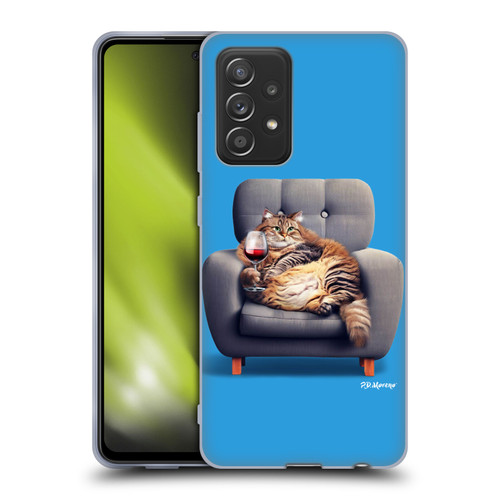 P.D. Moreno Furry Fun Artwork Fat Cat Armchair Soft Gel Case for Samsung Galaxy A52 / A52s / 5G (2021)