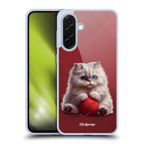 P.D. Moreno Play Cat Artwork Red Yarn Soft Gel Case for Samsung Galaxy A36 5G