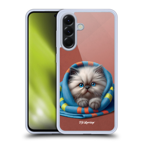 P.D. Moreno Play Cat Artwork Blue Towel Soft Gel Case for Samsung Galaxy A56 5G