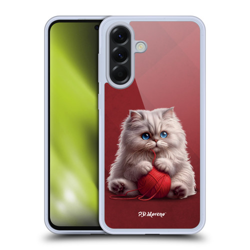 P.D. Moreno Play Cat Artwork Red Yarn Soft Gel Case for Samsung Galaxy A56 5G