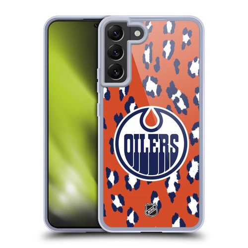 NHL Edmonton Oilers Leopard Pattern Soft Gel Case for Samsung Galaxy S22+ 5G & MagSafe