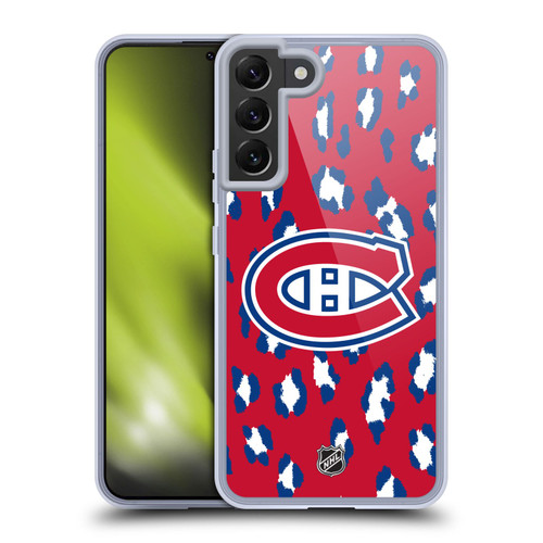 NHL Montreal Canadiens Leopard Pattern Soft Gel Case for Samsung Galaxy S22+ 5G & MagSafe