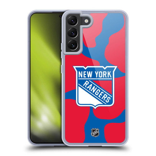 NHL New York Rangers Cow Pattern Soft Gel Case for Samsung Galaxy S22+ 5G & MagSafe