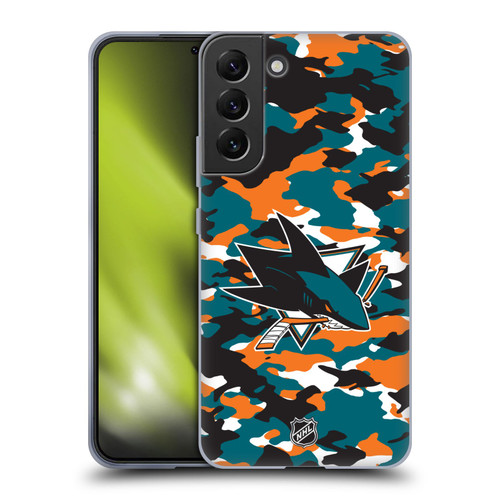 NHL San Jose Sharks Camouflage Soft Gel Case for Samsung Galaxy S22+ 5G & MagSafe