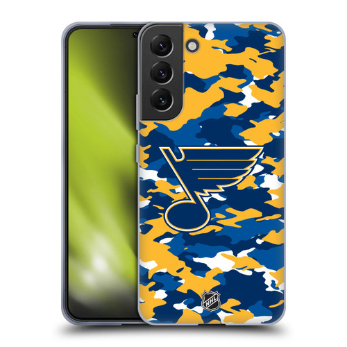NHL St Louis Blues Camouflage Soft Gel Case for Samsung Galaxy S22+ 5G & MagSafe