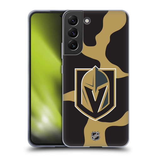 NHL Vegas Golden Knights Cow Pattern Soft Gel Case for Samsung Galaxy S22+ 5G & MagSafe