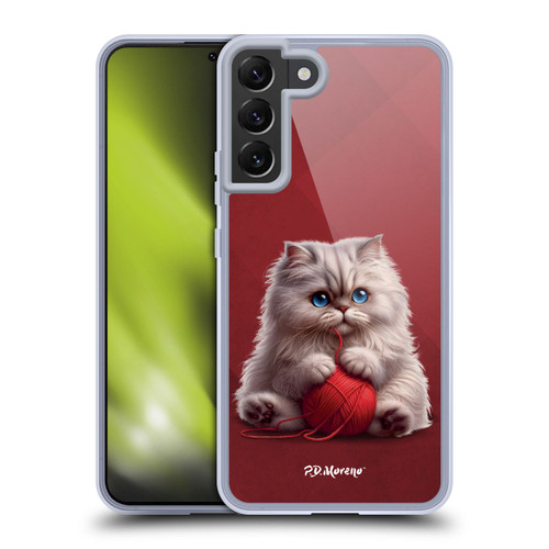 P.D. Moreno Play Cat Artwork Red Yarn Soft Gel Case for Samsung Galaxy S22+ 5G & MagSafe