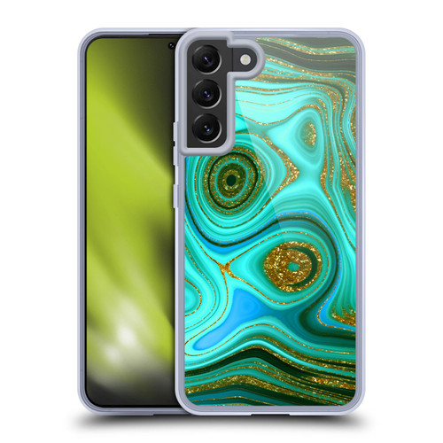 UtArt Malachite Emerald Liquid Gem Soft Gel Case for Samsung Galaxy S22+ 5G & MagSafe