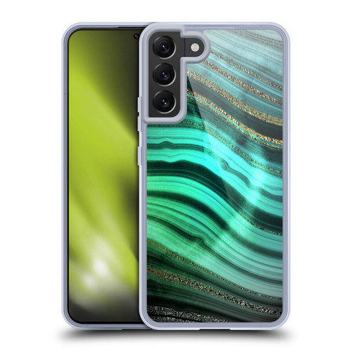 UtArt Malachite Emerald Glitter Gradient Soft Gel Case for Samsung Galaxy S22+ 5G & MagSafe
