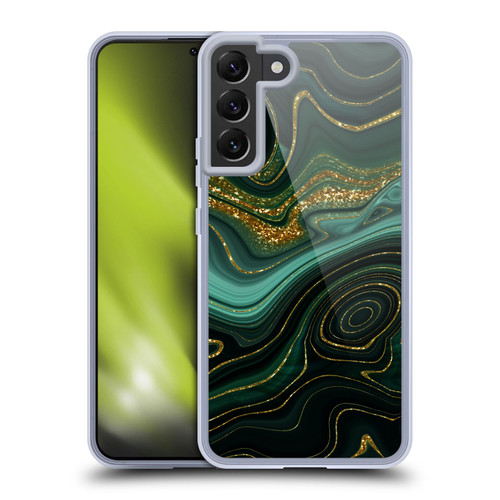 UtArt Malachite Emerald Gilded Teal Soft Gel Case for Samsung Galaxy S22+ 5G & MagSafe
