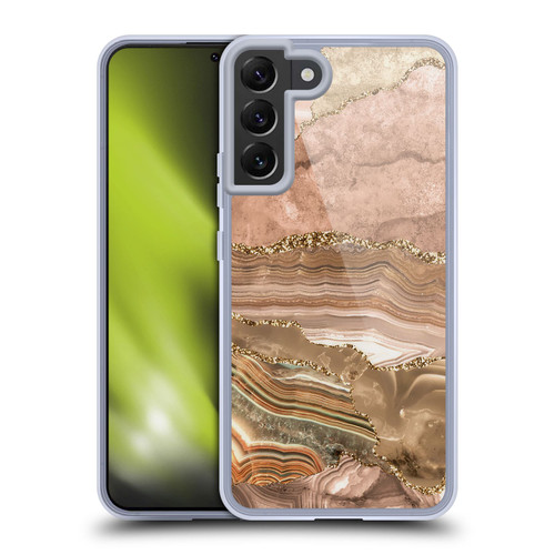 UtArt Wild Cat Marble Beige Gold Soft Gel Case for Samsung Galaxy S22+ 5G & MagSafe