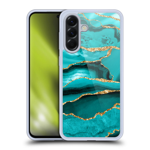 UtArt Malachite Emerald Aquamarine Gold Waves Soft Gel Case for Samsung Galaxy A56 5G