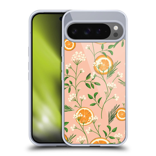 Anis Illustration Graphics Elderflower Orange Pastel Soft Gel Case for Google Pixel 9 Pro XL