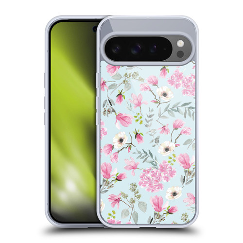 Anis Illustration Graphics Romantic Pattern Light Blue Soft Gel Case for Google Pixel 9 Pro XL