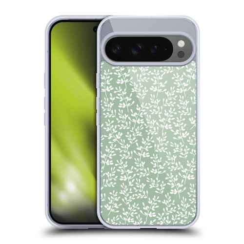 Anis Illustration Mix Pattern Tiny Leaves Green Soft Gel Case for Google Pixel 9 Pro XL