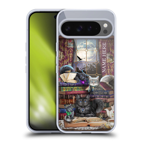 Custom Customised Personalised Brigid Ashwood Name and Initial Storytime Cats And Books Soft Gel Case for Google Pixel 9 Pro XL