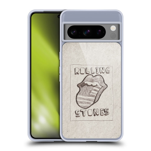 The Rolling Stones Graphics Sketch USA Flag Soft Gel Case for Google Pixel 8 Pro
