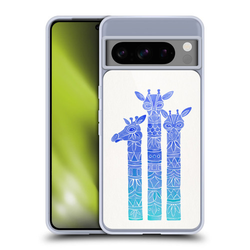 Cat Coquillette Animals Blue Ombre Giraffes Soft Gel Case for Google Pixel 8 Pro