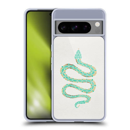 Cat Coquillette Animals Snake Mint Soft Gel Case for Google Pixel 8 Pro