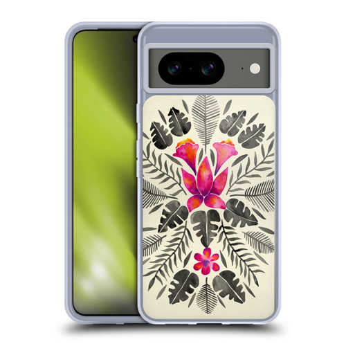 Cat Coquillette Nature Grey Pink Tropical Symmetry Soft Gel Case for Google Pixel 8
