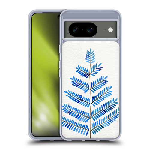 Cat Coquillette Nature Leaflets Blue Soft Gel Case for Google Pixel 8